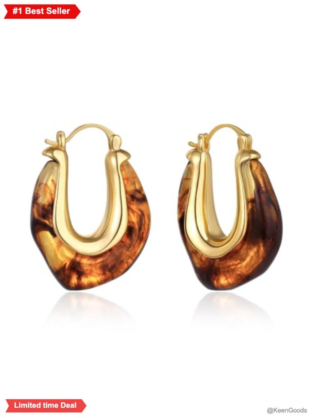 Acrylic Hoop Earrings with 14K Gold-Plated Edges Lightweight Hypoallergenic